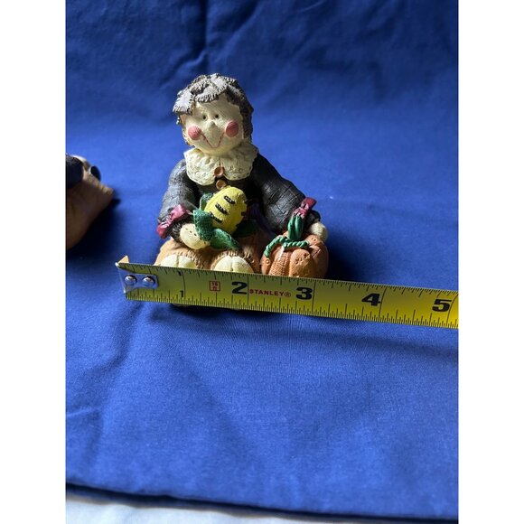 Vintage Ceramic Figurines Of Girl W/Pumpkins Set Of 2 Hand-Painted Collectibles - Picture 5 of 9